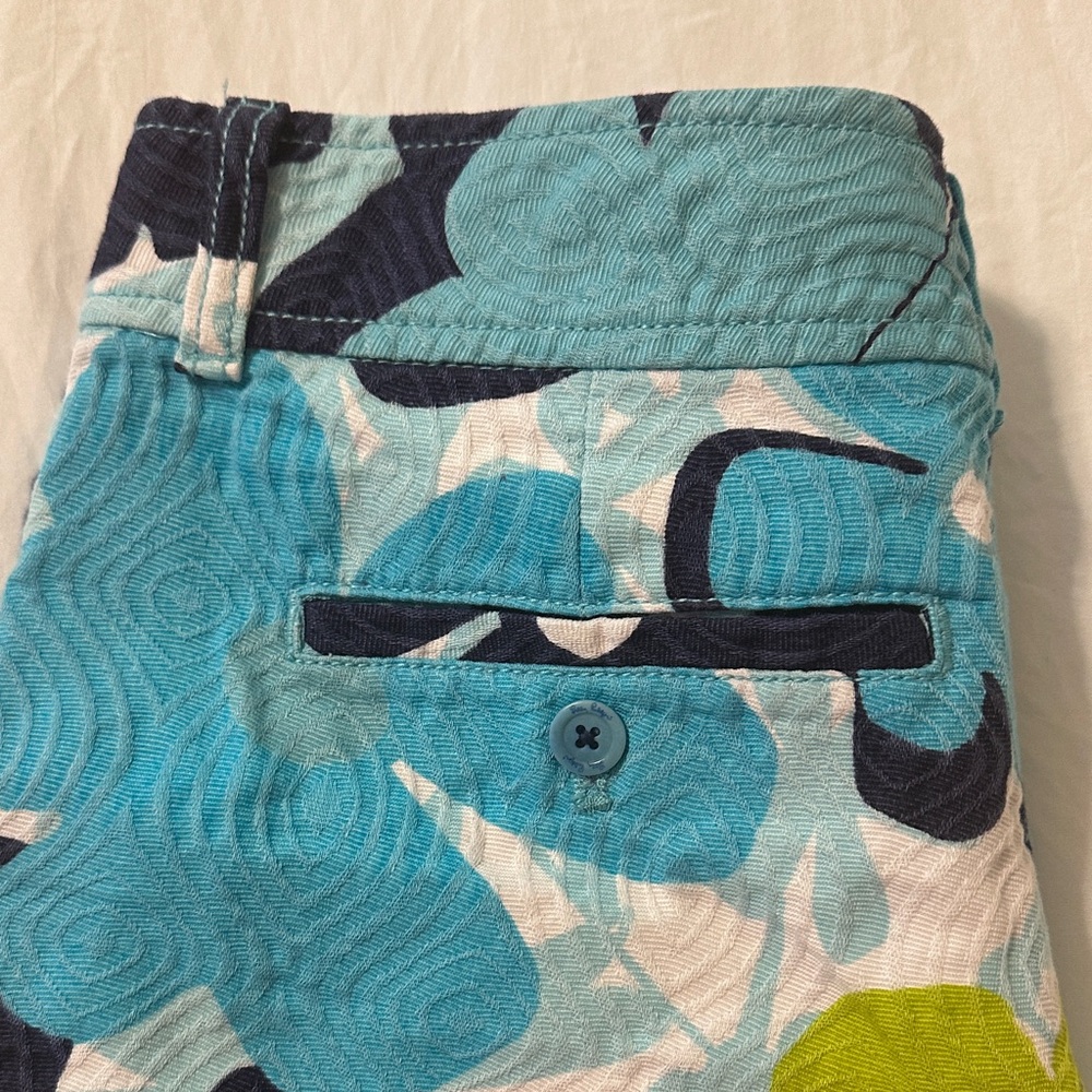 Lilly Pulitzer Lime, Aqua & Navy Floral Jean Shorts - Picture 4 of 6